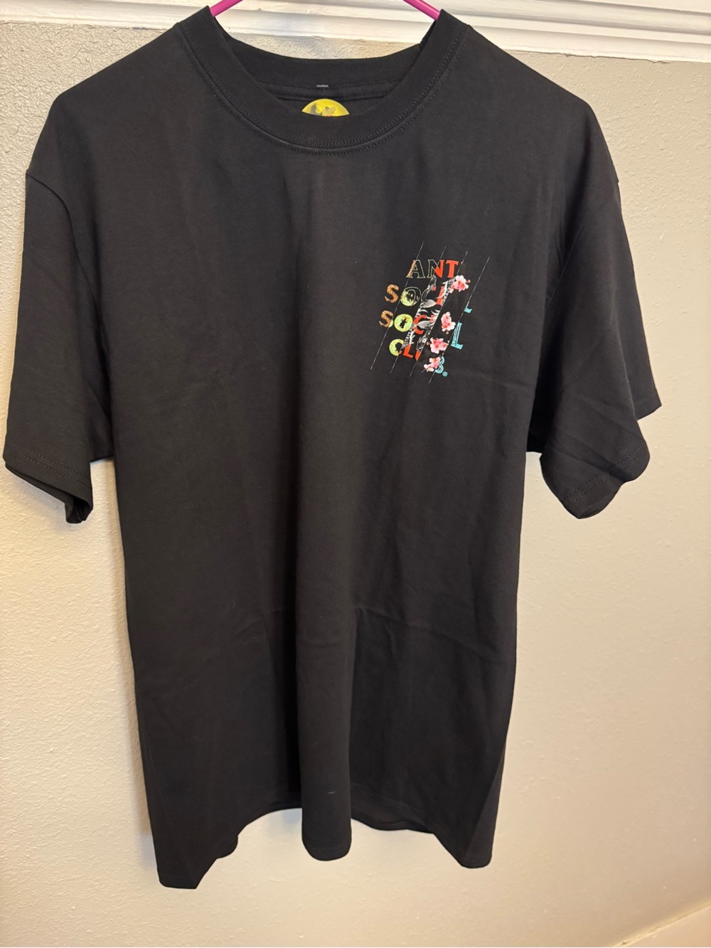 Anti Social Social Club Madness Black Floral Logo Tee - Men's Crew Neck Shirt